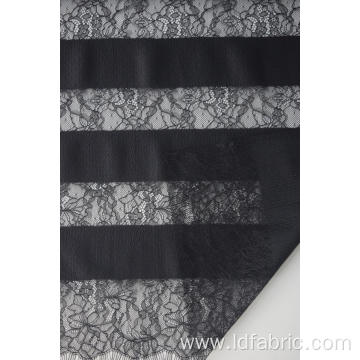 100% Nylon Stripe Panel Lace Fabric